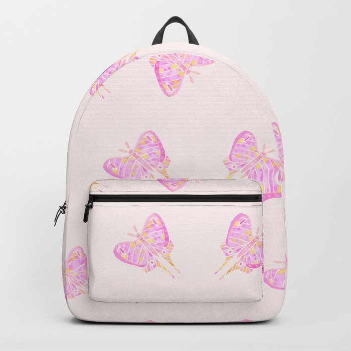 Moth Design- Watercolor Painting-Pink and Yellow Backpack