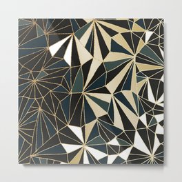 New Art Deco Geometric Pattern - Emerald green and Gold Metal Print
