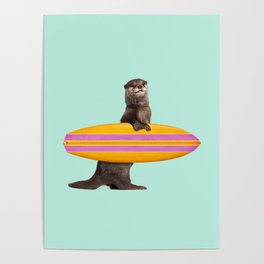 SURFING OTTER Poster