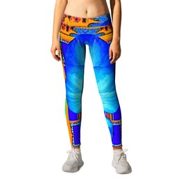  Orange Southwest Blue pansy Patterned Art Design Leggings | Abstract, Nature, Pattern, Painting 