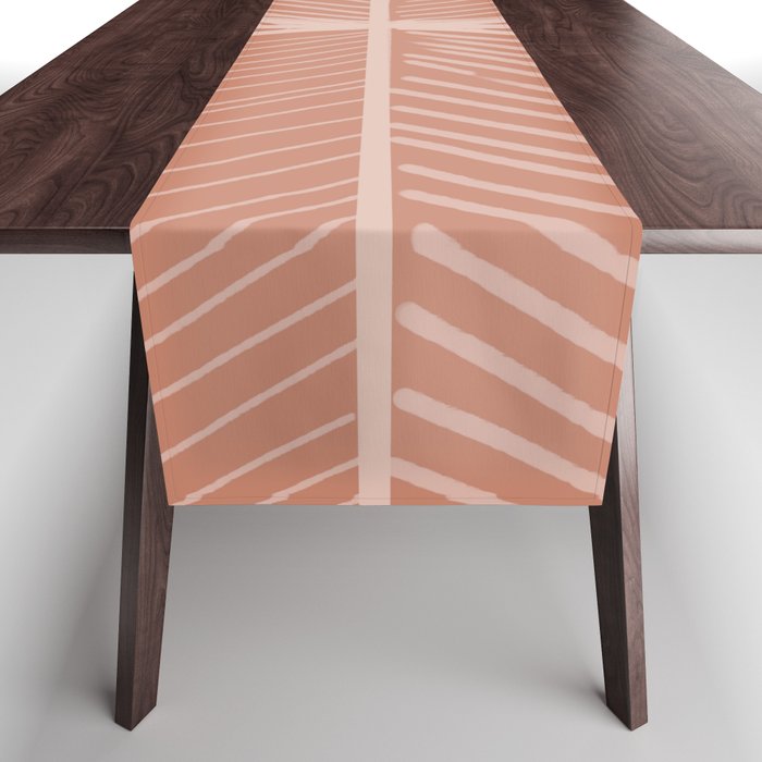 Warm Color Hand Drawn Jungle Leaf Table Runner