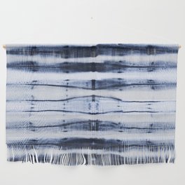 horizontal stripes shibori blue indigo Wall Hanging