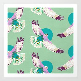 Birds of prey - Harriers sky dancing 2. mint green, teal and pink Art Print