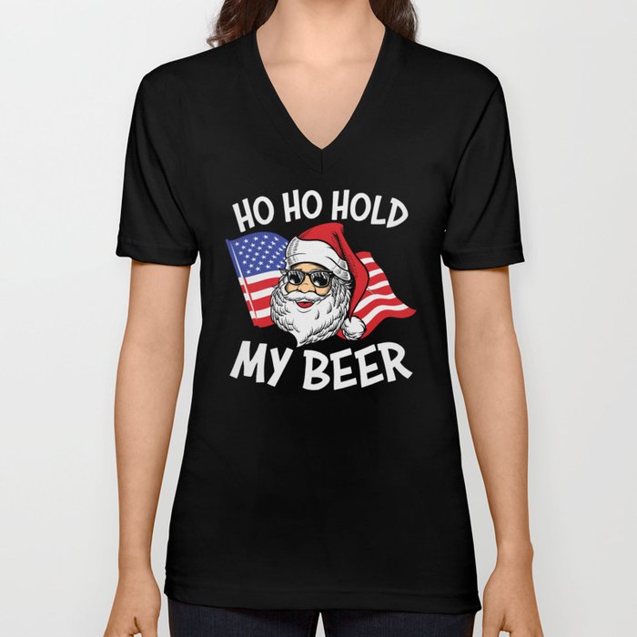Ho Ho Hold My Beer Christmas In July V Neck T Shirt