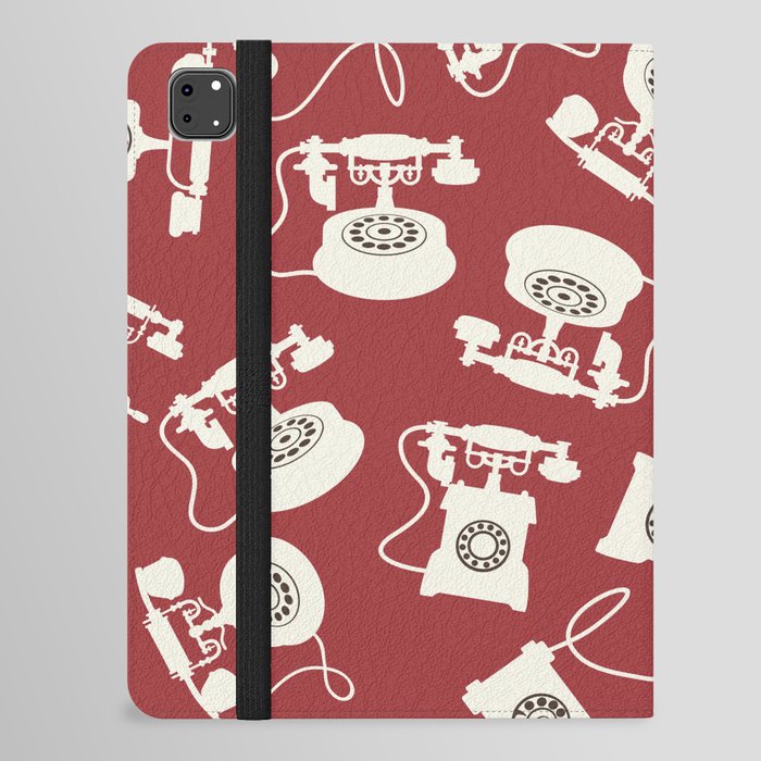 Vintage Rotary Dial Telephone Pattern on Antique Red iPad Folio Case