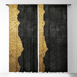 Gold torn & black grunge Blackout Curtain