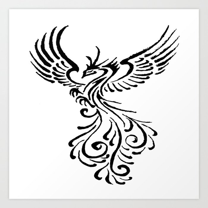 Rebirth Of The Phoenix Tribal Tattoo Design Art Print