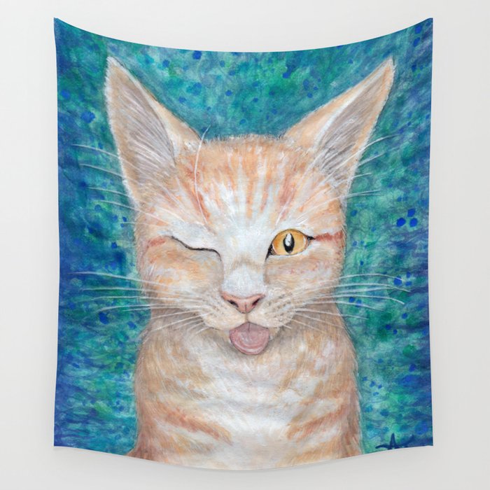 P Seb The Groovy Cat By Amber Marine Watercolor Acrylic