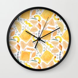 Pasta Pattern on White Wall Clock