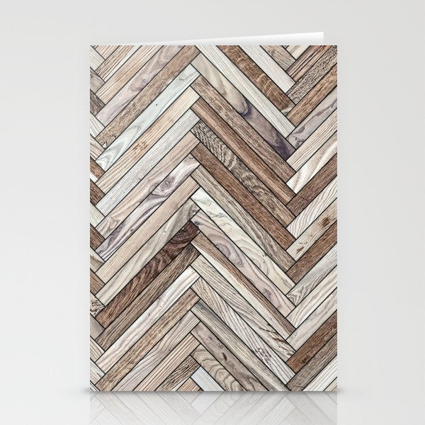 Seamless texture of wood parquet (herringbone). Floor natural pattern Stationery Cards