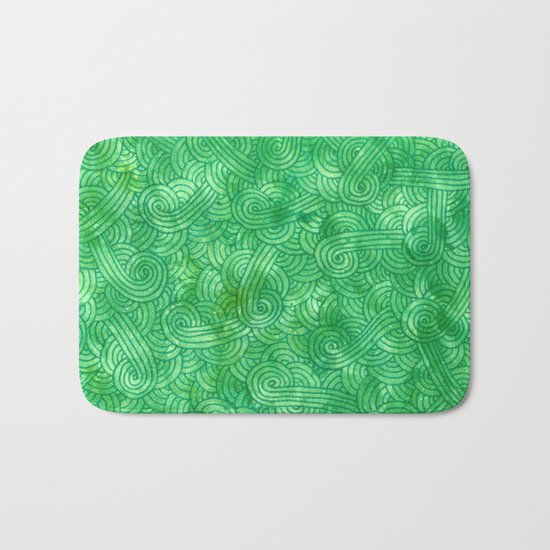 Bright green swirls doodles Bath Mat