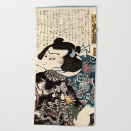 The Gangster Tomigoro (Utagawa Kunisada) Beach Towel