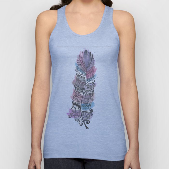 Purple and Blue Zen Feather Tank Top