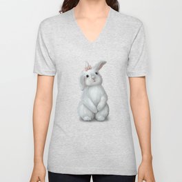 White Rabbit Girl V Neck T Shirt