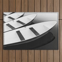 Boats on the Tigress portrait black and white photograph / photography Outdoor Rug