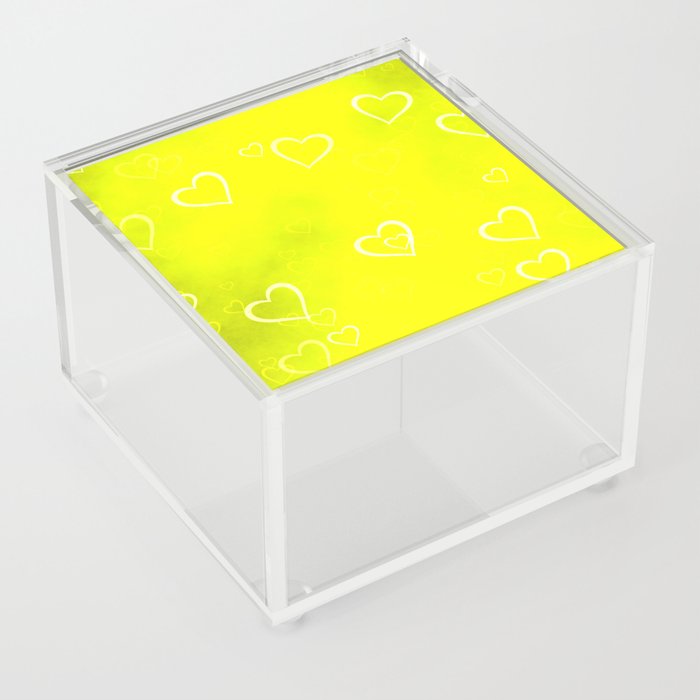 Lovely lemon yellow hearts Acrylic Box