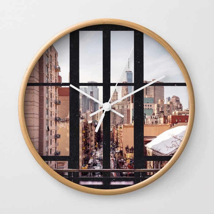 New York City Window Winter Wall Clock