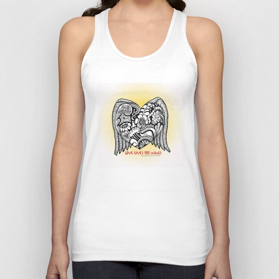 Love Gives You Wings A Zentangle Illustration for Lovers Unisex Tank Top