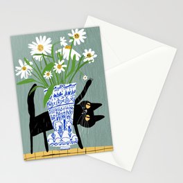 Kitten playing with a flower Stationery Card