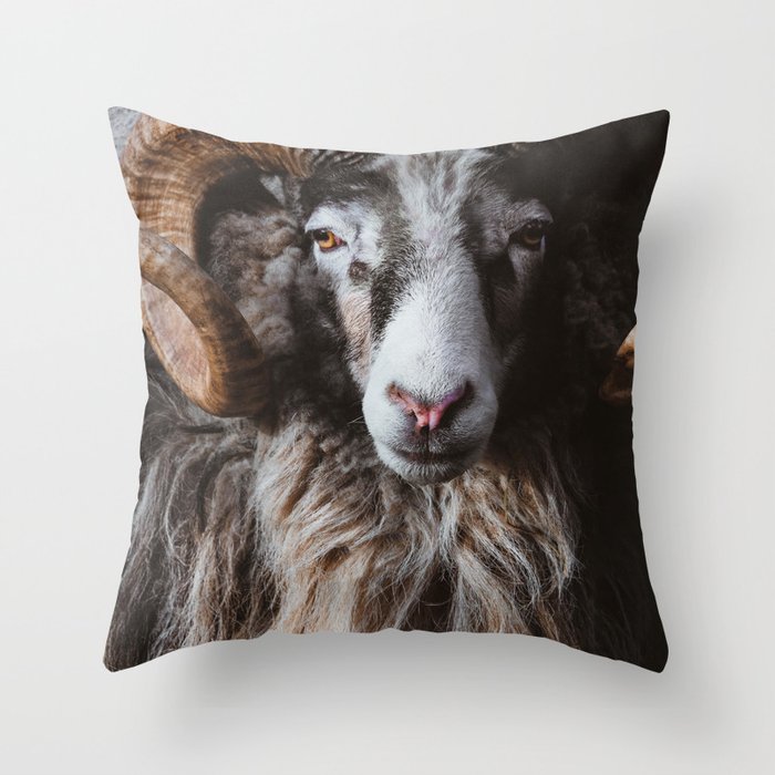 Portrait of a ram Throw Pillow