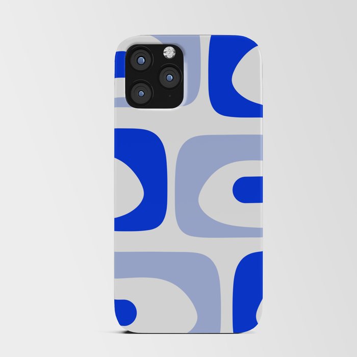 Mid Century Modern Piquet Abstract Pattern Royal Blue Light Blue White iPhone Card Case