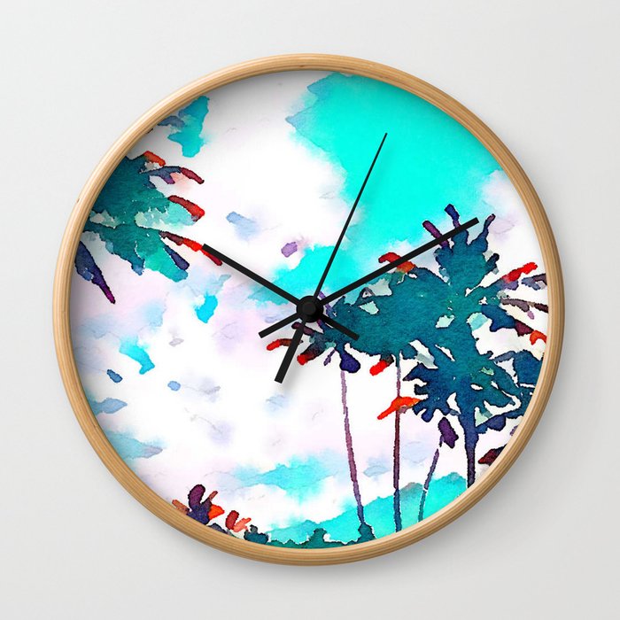 Lanikai Coconut Trees Wall Clock