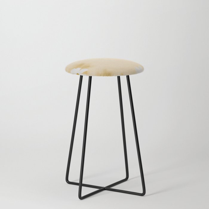 White Flowers Counter Stool