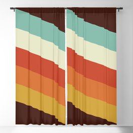 Renpet - Colorful Classic Abstract Minimal Retro 70s Style Stripes Design Blackout Curtain