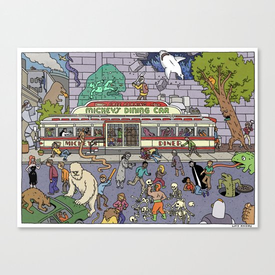 Mayhem at Mickey's Diner Canvas Print