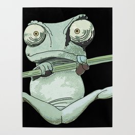 Funny Frog Hanging in There Poster