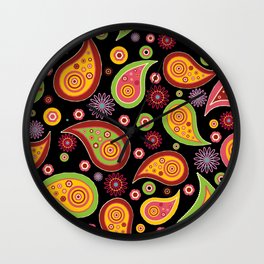 Colorful Paisleys Galore Wall Clock