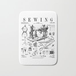 Sewing Machine Quilting Quilter Crafter Vintage Patent Print Bath Mat | Scissors, Diagram, Dressmaker, Patent, Uspatent, Crochet, Crocheting, Seamstress, Knitting, Patentart 