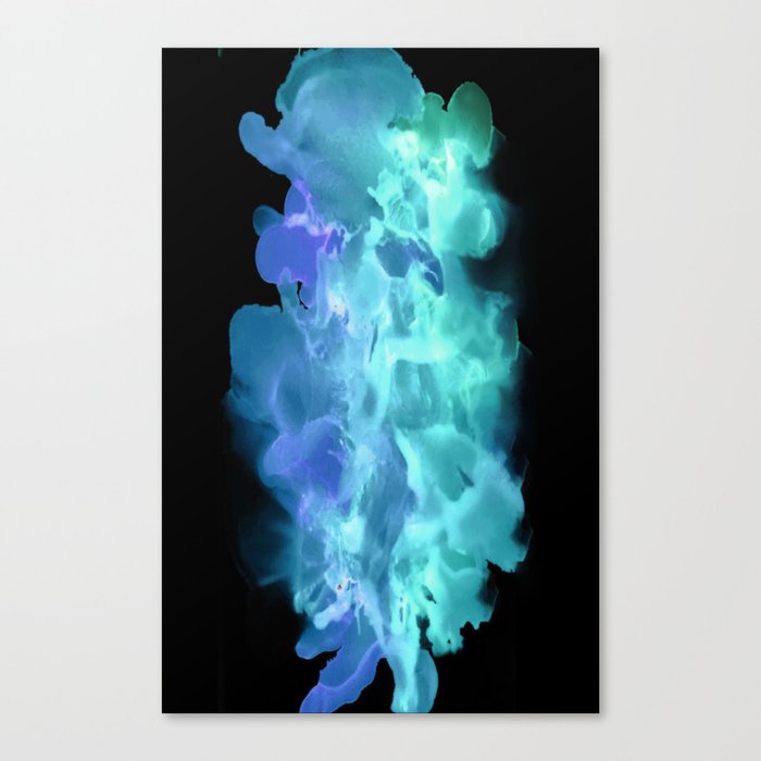 Bioluminescent Splash blue and turquoise alcohol inks Canvas Print