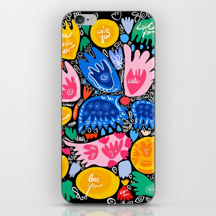 Abstract Flowers Pattern Design Art With Graffiti Writing of Love iPhone Skin