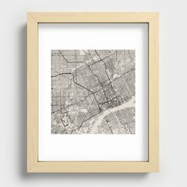 Detroit, Michigan - Black and White City Map - USA - Aesthetic Recessed Framed Print