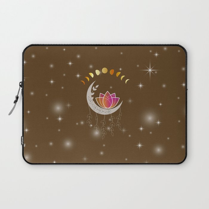 Moon dreamcatcher with pink lotus and leaves Laptop Sleeve