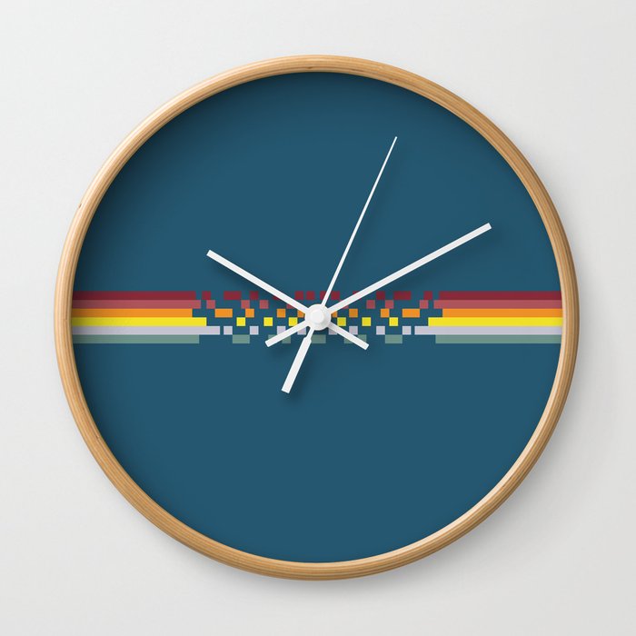 Bandama - Classic 80s Style Retro Stripes with Colorful Pixel Wall Clock