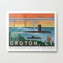 Groton, CT - Submarine Homeport Metal Print | Groton, Modernrosie, Submarine, Painting, Newlondonsubase, Submariner, Ship 
