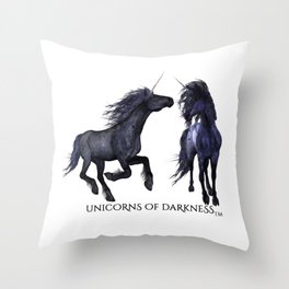 Unicorns of Darkness Throw Pillow
