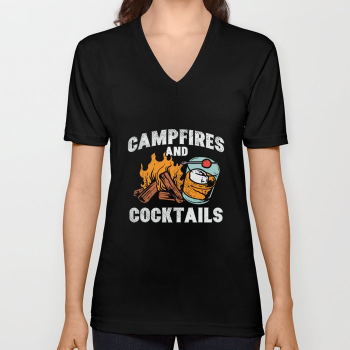 Campfires and Cocktails V Neck T Shirt