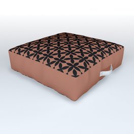 Black Square Scroll Petal Pattern on Sherwin Williams Cavern Clay SW7701 Outdoor Floor Cushion
