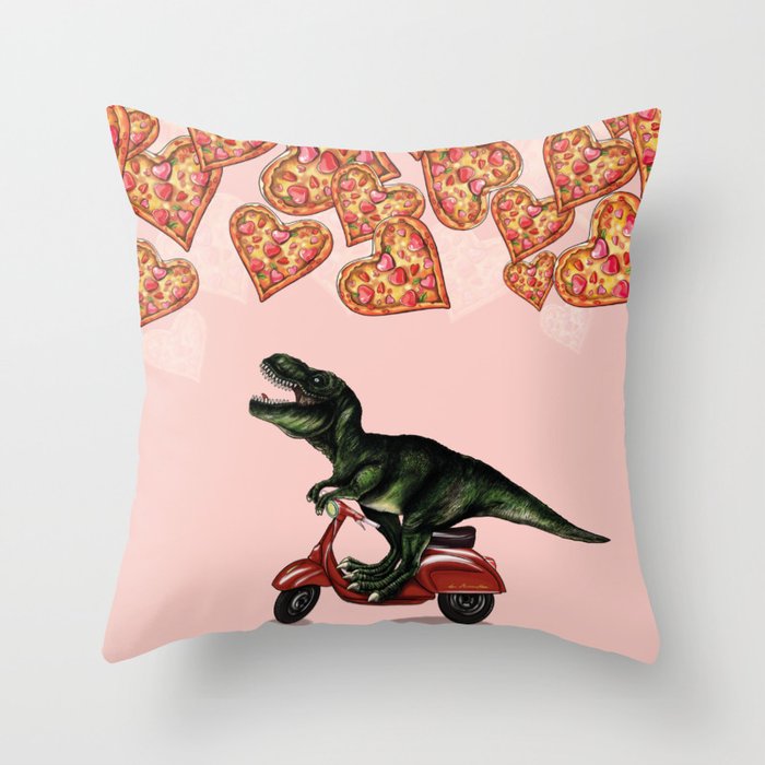 Dino in Love Throw Pillow