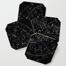 Constellation Map - Black & White Coaster