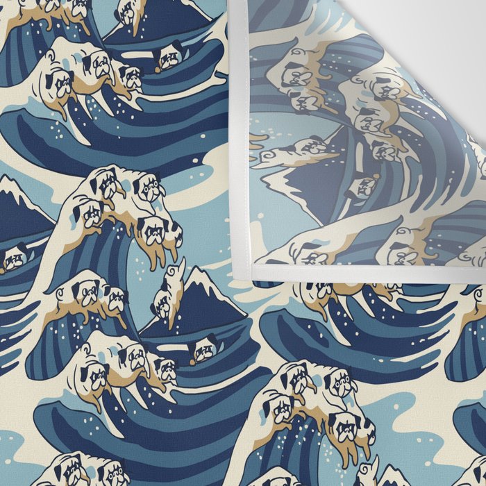 The great wave of pug tapestry on sale