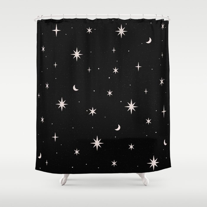 Starry night pattern black night Shower Curtain