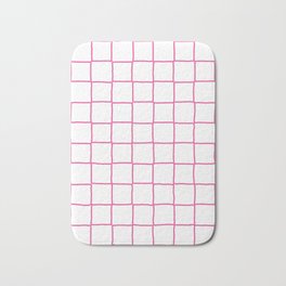 Minimal Pink on White Grid Checker Bath Mat