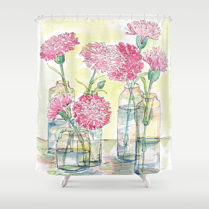 Pink Carnations, Still Life Shower Curtain