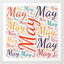 May Art Print | Graphicdesign, Colors First Name, Horizontal America, Birthday Popular, Wordcloud Positive, Vidddie Publyshd, Female May, Woman Baby Girl 