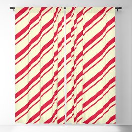 [ Thumbnail: Crimson & Light Yellow Colored Lines Pattern Blackout Curtain ]