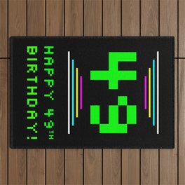 [ Thumbnail: 49th Birthday - Nerdy Geeky Pixelated 8-Bit Computing Graphics Inspired Look Outdoor Rug ]